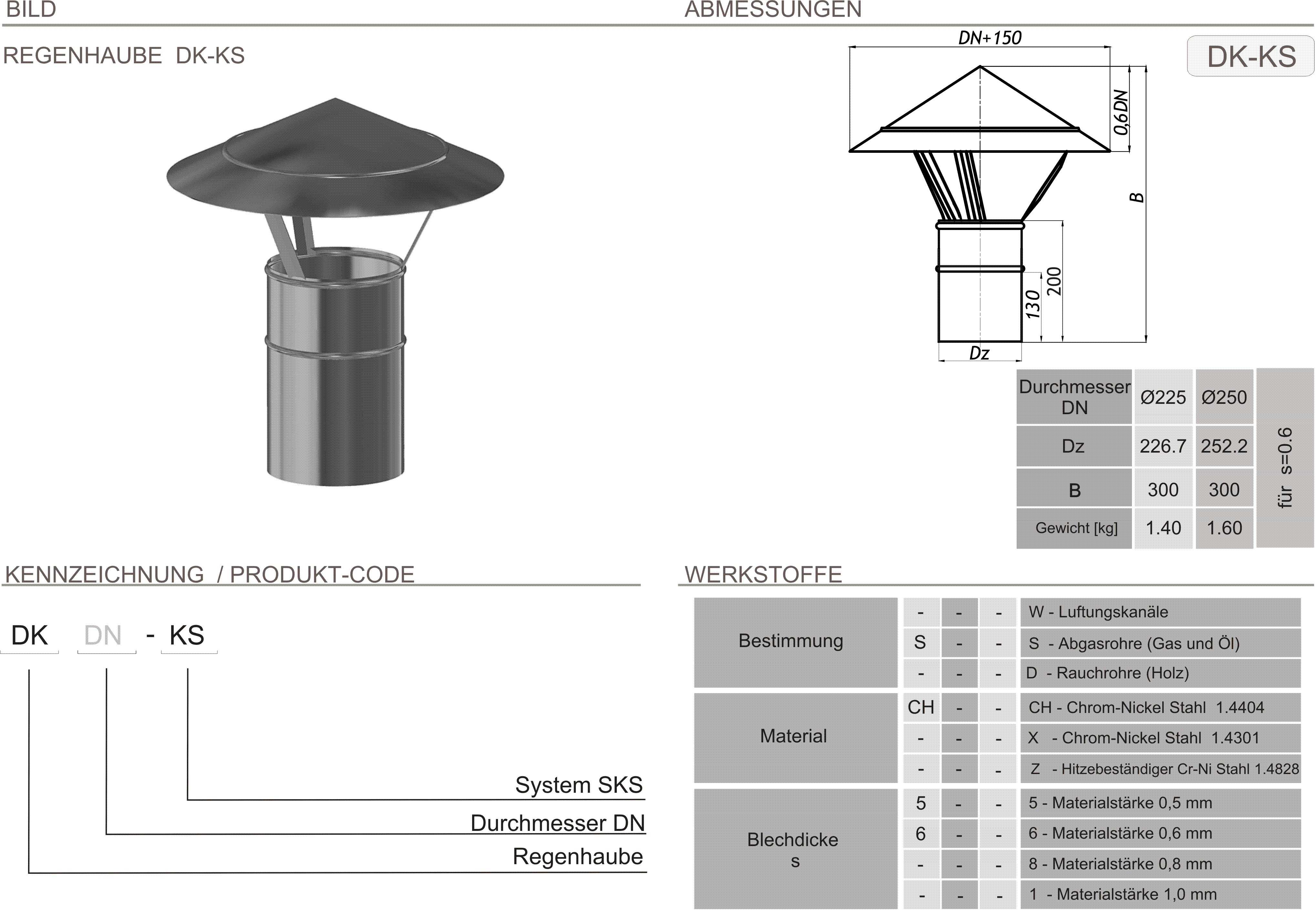 Produkt Beschreibung SKS-DK225-250